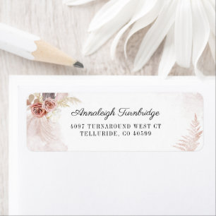 Pampas Grass Terracotta Script Boho Return Address