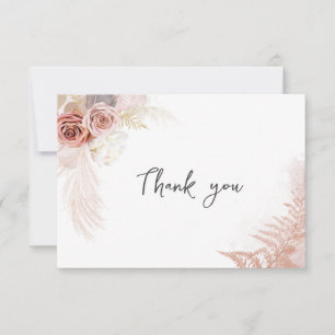 Pampas Grass Terracotta Script Wedding Thank You Card