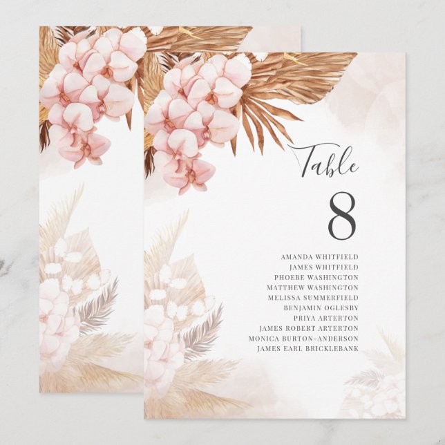 Pampas Grass Terracotta Seating Table Number 8 (Front/Back)