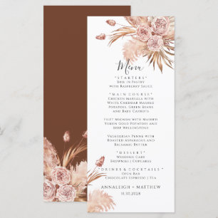 Pampas Grass Terracotta Watercolor Wedding Menu