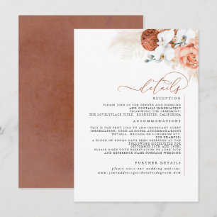 Pampas Grass Terracotta Wedding Details Enclosure  Card