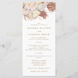 Pampas Grass Tropical Jungle Floral Wedding Program