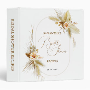 Pampas grass watercolor boho elegant Bridal Shower Binder