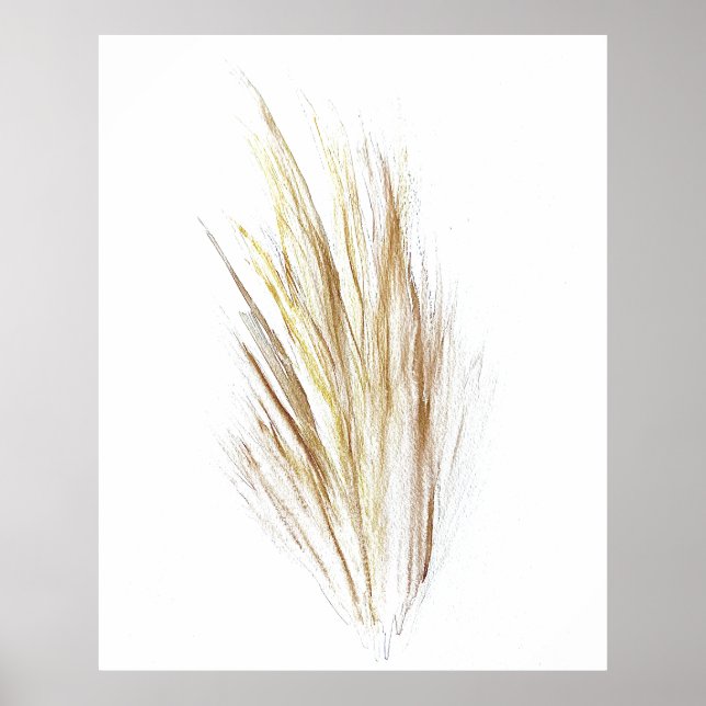Pampas grass Watercolor Floral Flowers Boho Art Poster (Front)