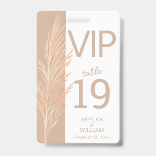 Pampas Grass Wedding Fun VIP Creative Place Card Badge