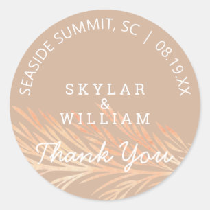 Pampas Grass Wedding Neutral Toasted Almond Classic Round Sticker