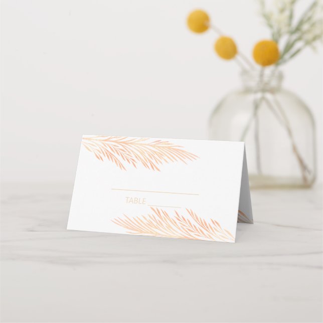 Pampas Grass Wedding Reception Guest Or Escort Place Card (Front)