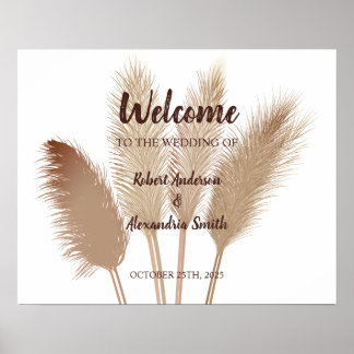 Pampas Grass Welcome Wedding Sign