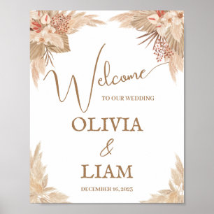 Pampas Grass Welcome Wedding Sign