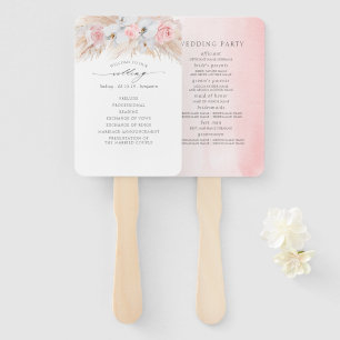 Pampas Grass White Orchids Exotic Wedding Program Hand Fan