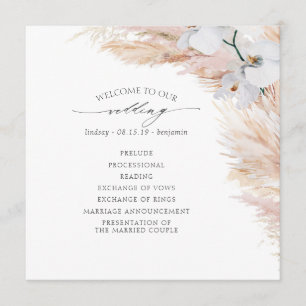 Pampas Grass White Orchids Tropical Wedding Program