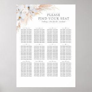 Pampas Grass White Orchids Wedding Seating Chart