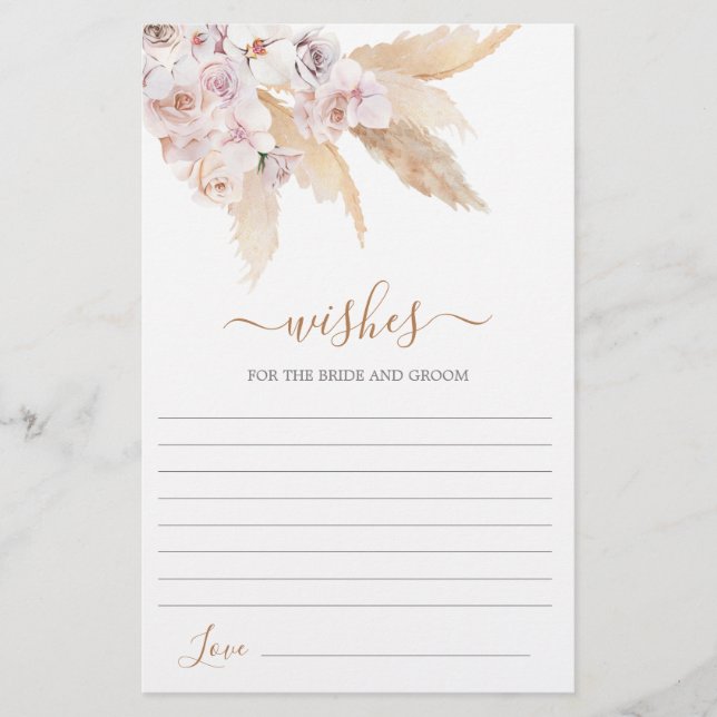 Pampas Grass Wishes for the Bride card (Front)