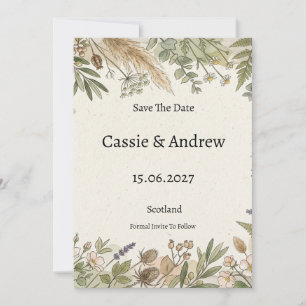 Pampas Greenery Wedding Save The Date
