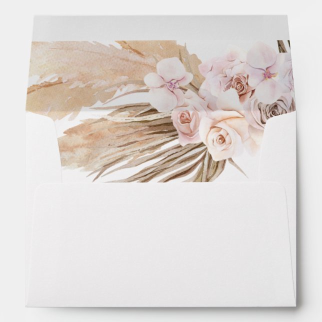 Pampas herbe boho enveloppes bohème 5x7 carte (Dos (Bas))