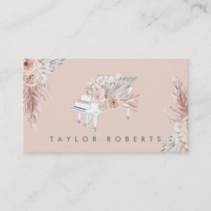 pampas herbe boho fleurs piano carte de visite
