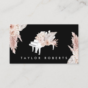 pampas herbe boho fleurs piano carte de visite