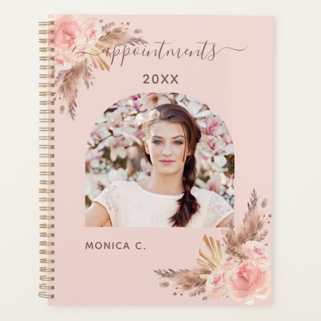 Pampas herbe bouillante florales roses photo 2026 (Devant)