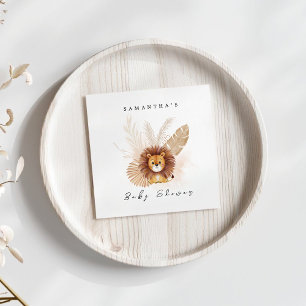 Pampas Lion baby shower invitation Welcome sign Napkin