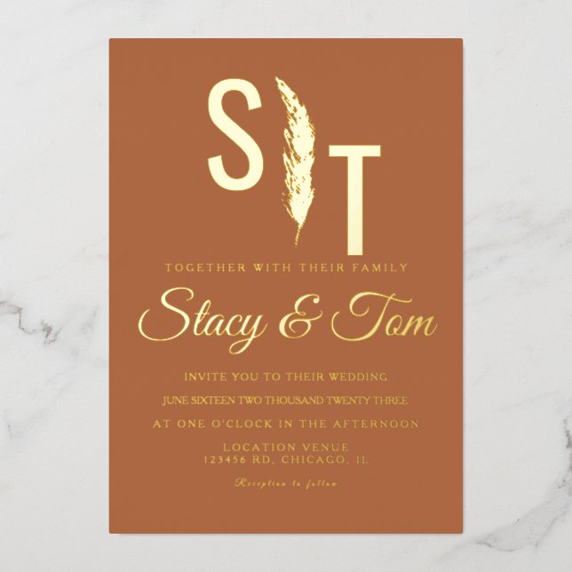 Pampas Logo Pressed  Foil Invitation (Front)