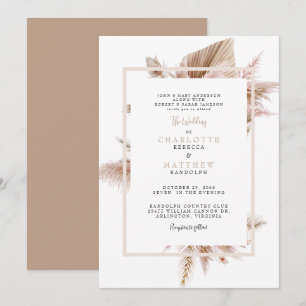 Pampas Neutral Wedding  Invitation