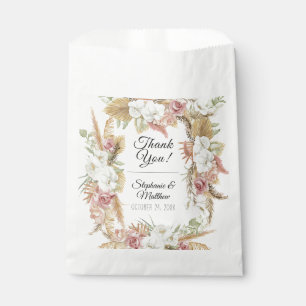 Pampas Palm Foliage White Blush Floral Rustic Boho Favour Bag