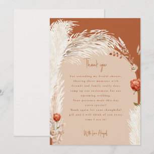 Pampas Terracotta Bridal Shower Thank You Card