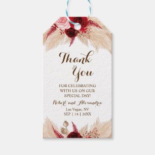 Pampas Thank You for Coming Wedding Favour Gift Tags