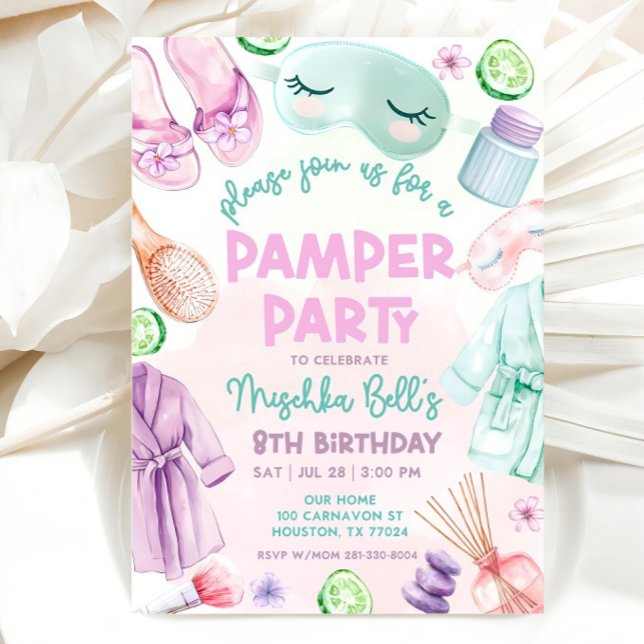 Pamper Party Invite, Girls Spa Birthday, Spa Party Invitation (Creator Uploaded)
