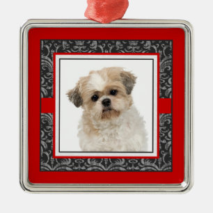Pampered Pet Elegant Damask Dog / Cat Photo Metal Ornament