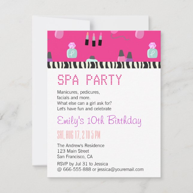 Pampering Spa Party, For Girls Invitation (Front)