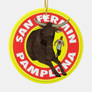 Pamplona - San Fermin  Add Your Pic to Back  Ceramic Ornament