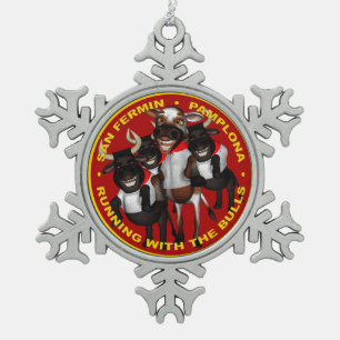 Pamplona - San Fermin Snowflake Pewter Christmas Ornament