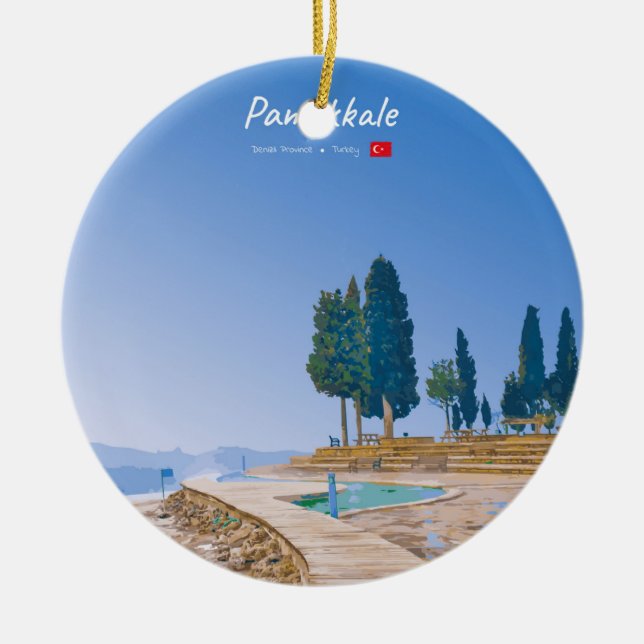 Pamukkale, Turkey -  Thermal Pools Ceramic Ornament (Front)