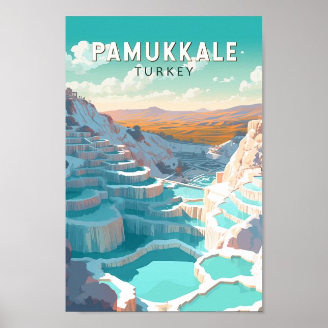 Pamukkale Turkey Travel Art Vintage Poster (Front)