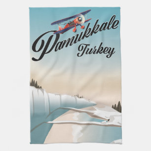 Pamukkale turkey Vacation poster. Kitchen Towel