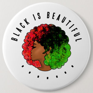 Pan African black girl woman red green pride afro 6 Inch Round Button