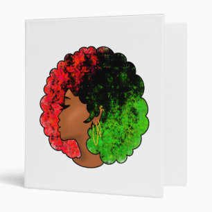 Pan African black girl woman red green pride afro Binder