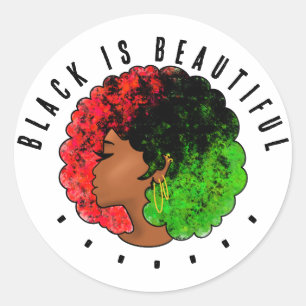 Pan African black girl woman red green pride afro Classic Round Sticker