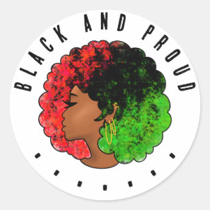 Pan African black girl woman red green pride afro  Classic Round Sticker