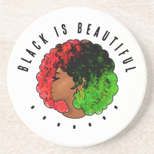 Pan African black girl woman red green pride afro Coaster