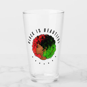 Pan African black girl woman red green pride afro Glass