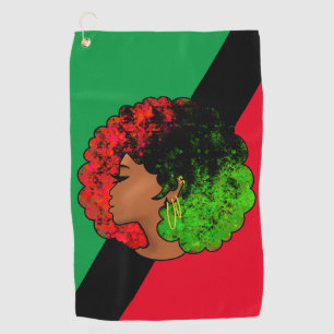 Pan African black girl woman red green pride afro Golf Towel