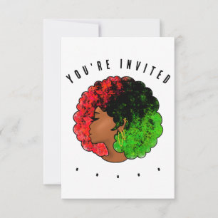 Pan African black girl woman red green pride afro  Invitation