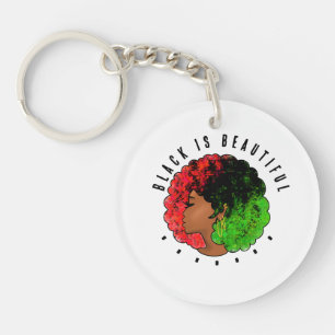 Pan African black girl woman red green pride afro  Keychain