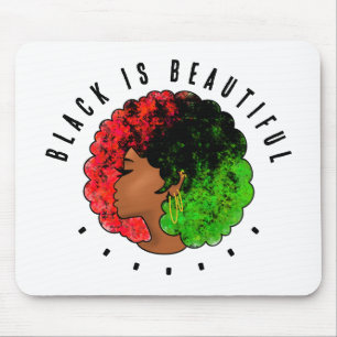 Pan African black girl woman red green pride afro Mouse Pad