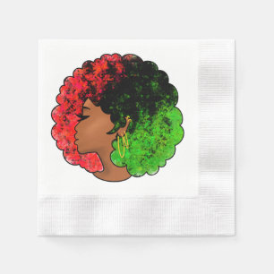 Pan African black girl woman red green pride afro Napkin