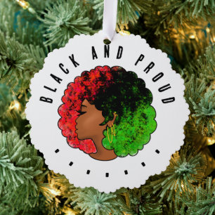 Pan African black girl woman red green pride afro  Ornament Card