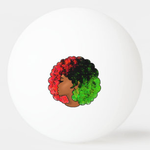 Pan African black girl woman red green pride afro Ping Pong Ball