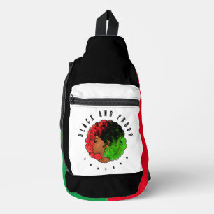 Pan African black girl woman red green pride afro Sling Bag